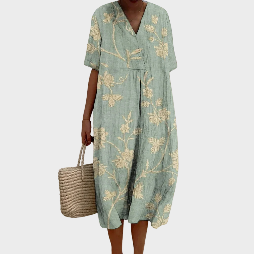 Sukienka Trapezowa w Kwiatowy Wzór