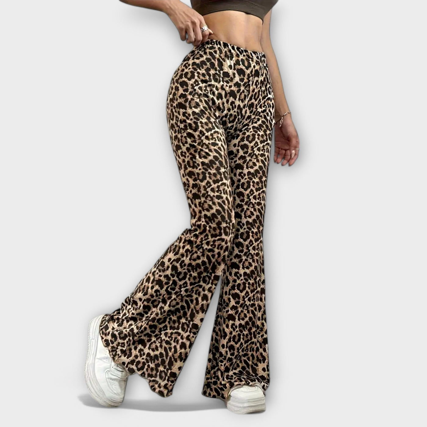 Spodnie Bootcut w Print Leopardzim