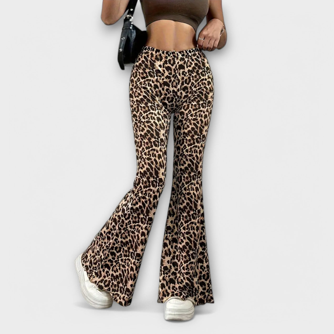 Spodnie Bootcut w Print Leopardzim