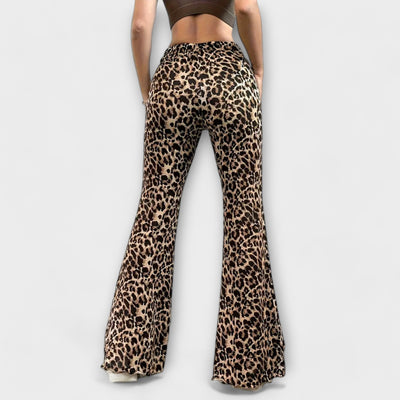 Spodnie Bootcut w Print Leopardzim