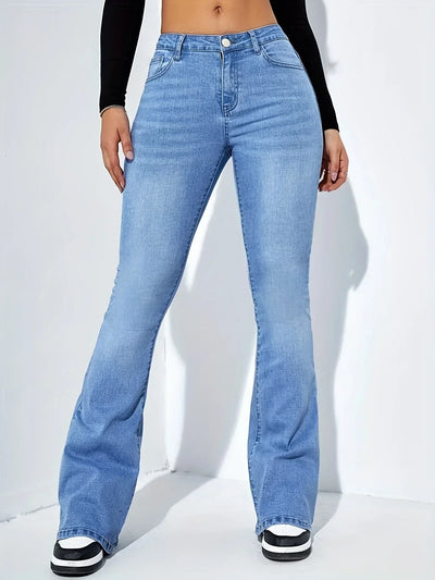 Spodnie z wysokim stanem i rozszerzanymi nogawkami