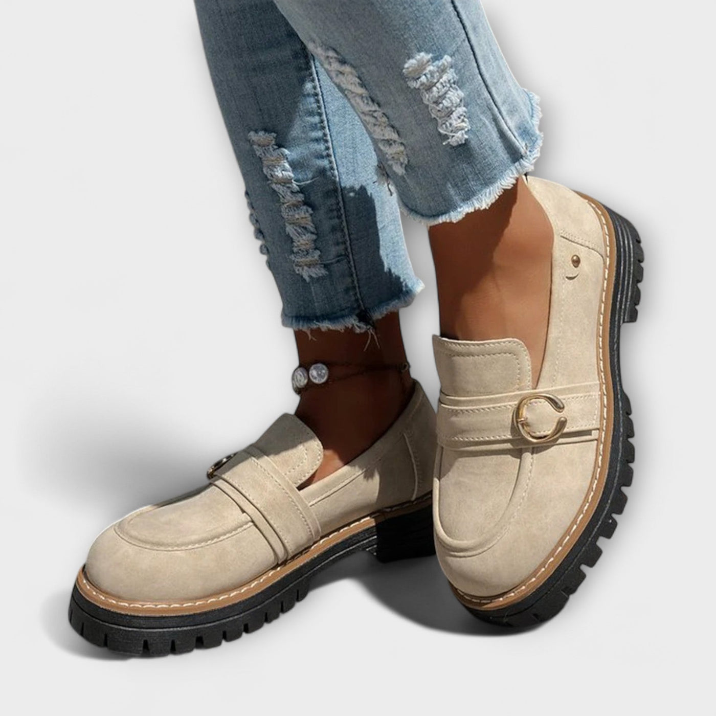 Stylowe casualowe mokasyny z okrągłym noskiem